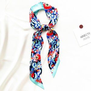 NEW Aqua Floral Scarf / Twilly